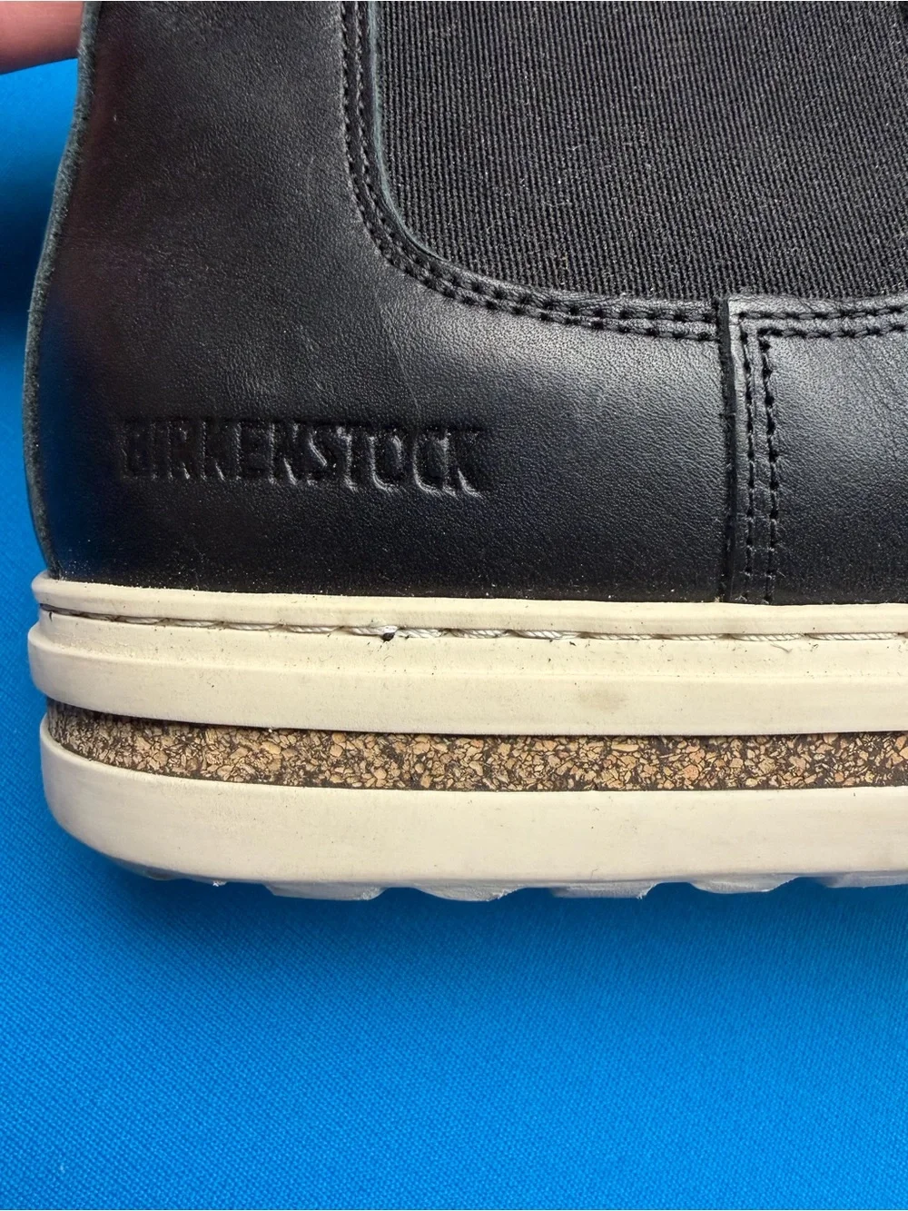 Birkenstock Black Leather Chelsea Ankle Boots with Cream Sole